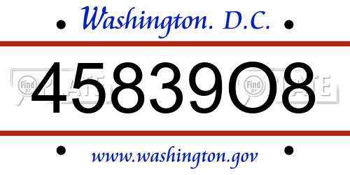 45839O8 District Of Columbia License Plate