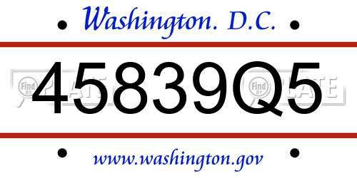 45839Q5 District Of Columbia License Plate