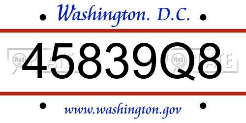 45839Q8 District Of Columbia License Plate