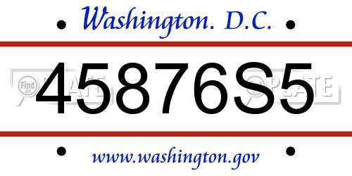 45876S5 District Of Columbia License Plate