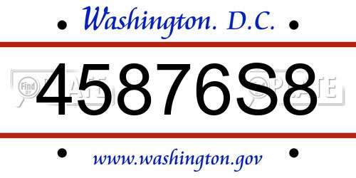 45876S8 District Of Columbia License Plate