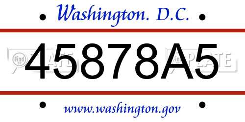 45878A5 District Of Columbia License Plate