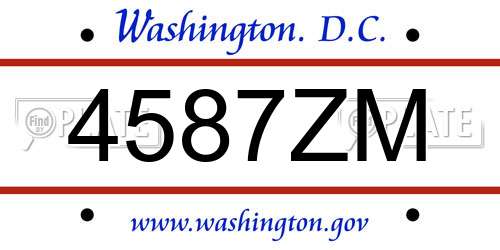 4587ZM District Of Columbia License Plate