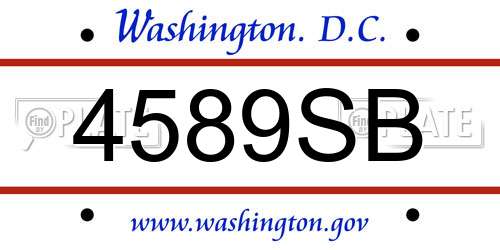 4589SB District Of Columbia License Plate