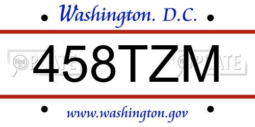 458TZM District Of Columbia License Plate