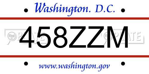 458ZZM District Of Columbia License Plate