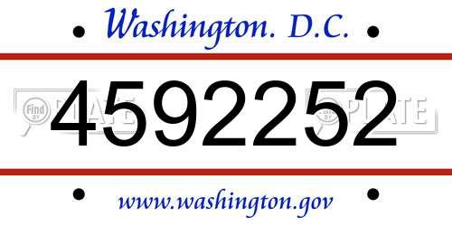 4592252 District Of Columbia License Plate