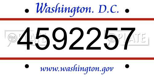 4592257 District Of Columbia License Plate