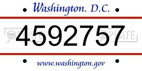 4592757 District Of Columbia License Plate