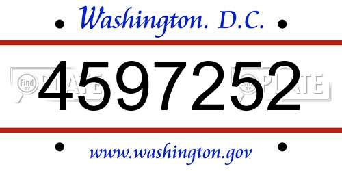 4597252 District Of Columbia License Plate
