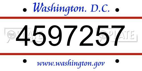 4597257 District Of Columbia License Plate
