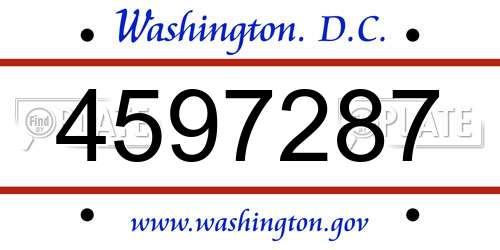4597287 District Of Columbia License Plate