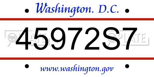 45972S7 District Of Columbia License Plate
