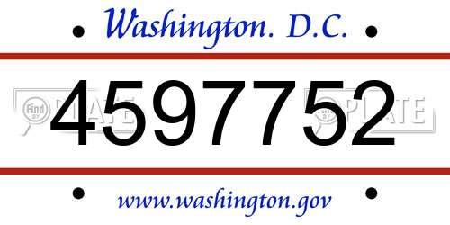 4597752 District Of Columbia License Plate