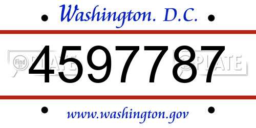 4597787 District Of Columbia License Plate