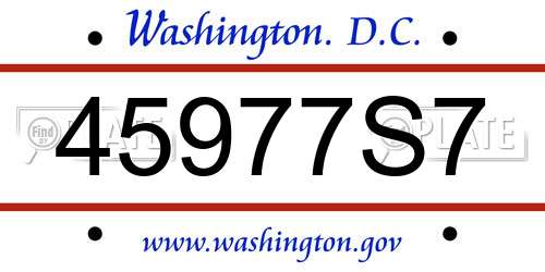 45977S7 District Of Columbia License Plate