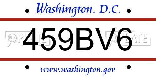 459BV6 District Of Columbia License Plate