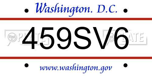 459SV6 District Of Columbia License Plate