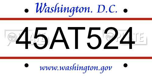 45AT524 District Of Columbia License Plate