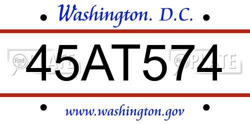 45AT574 District Of Columbia License Plate