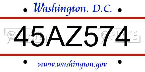 45AZ574 District Of Columbia License Plate