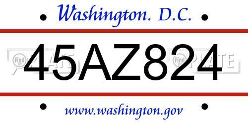 45AZ824 District Of Columbia License Plate