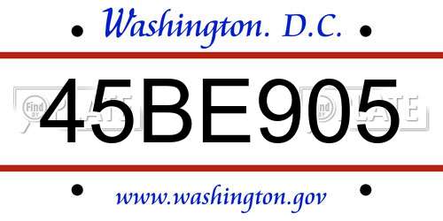 45BE905 District Of Columbia License Plate
