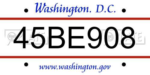 45BE908 District Of Columbia License Plate