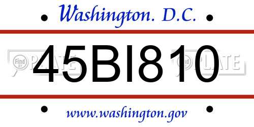 45BI810 District Of Columbia License Plate