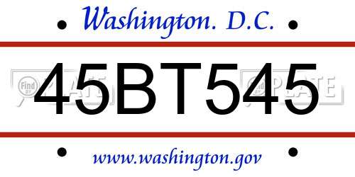 45BT545 District Of Columbia License Plate