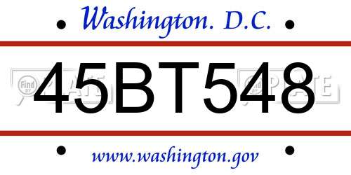 45BT548 District Of Columbia License Plate