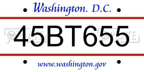 45BT655 District Of Columbia License Plate