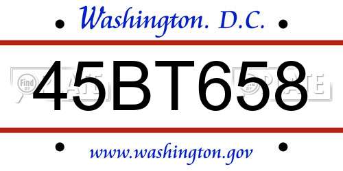 45BT658 District Of Columbia License Plate