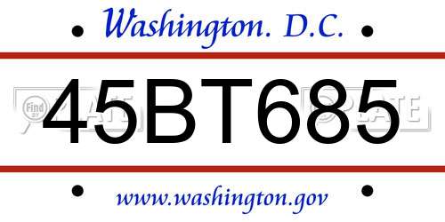 45BT685 District Of Columbia License Plate
