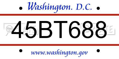 45BT688 District Of Columbia License Plate