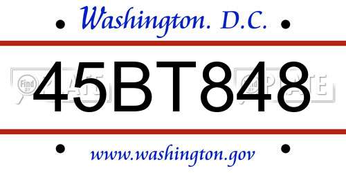 45BT848 District Of Columbia License Plate