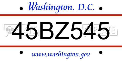 45BZ545 District Of Columbia License Plate