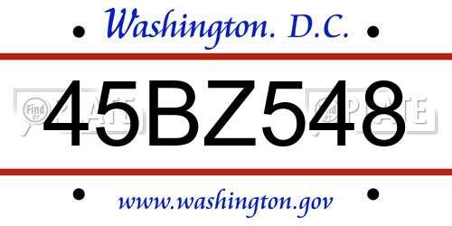 45BZ548 District Of Columbia License Plate