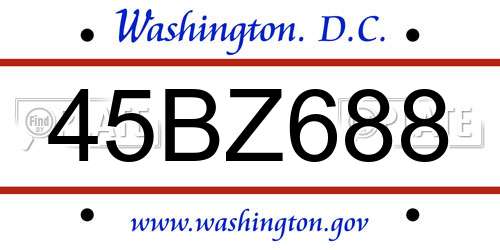 45BZ688 District Of Columbia License Plate