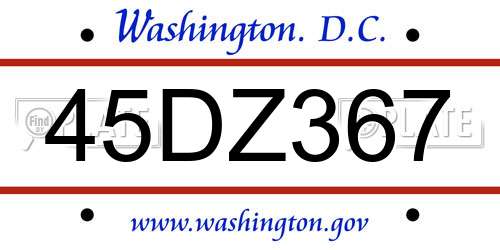 45DZ367 District Of Columbia License Plate