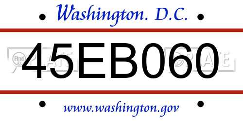 45EB060 District Of Columbia License Plate