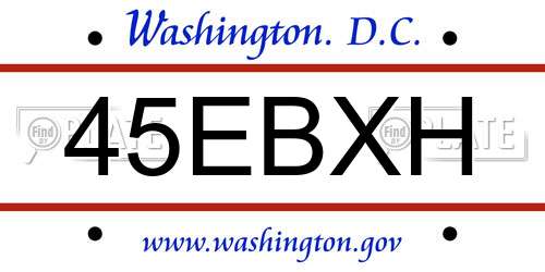 45EBXH District Of Columbia License Plate