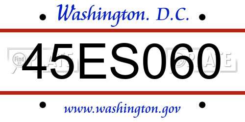 45ES060 District Of Columbia License Plate