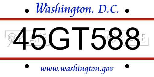 45GT588 District Of Columbia License Plate