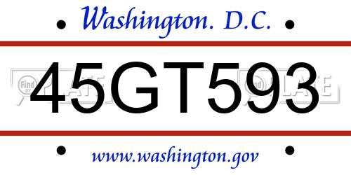 45GT593 District Of Columbia License Plate