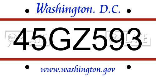 45GZ593 District Of Columbia License Plate