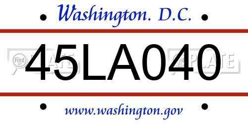 45LA040 District Of Columbia License Plate