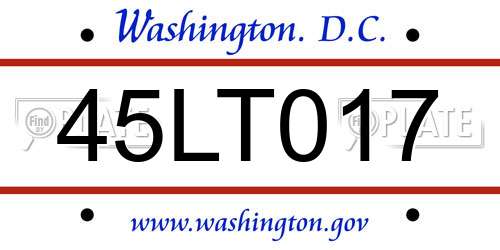 45LT017 District Of Columbia License Plate