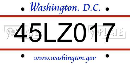 45LZ017 District Of Columbia License Plate