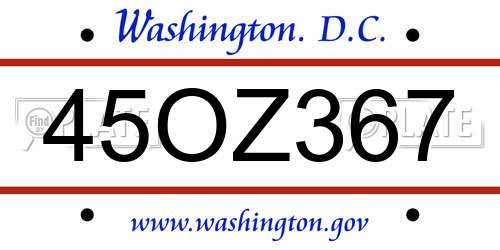 45OZ367 District Of Columbia License Plate
